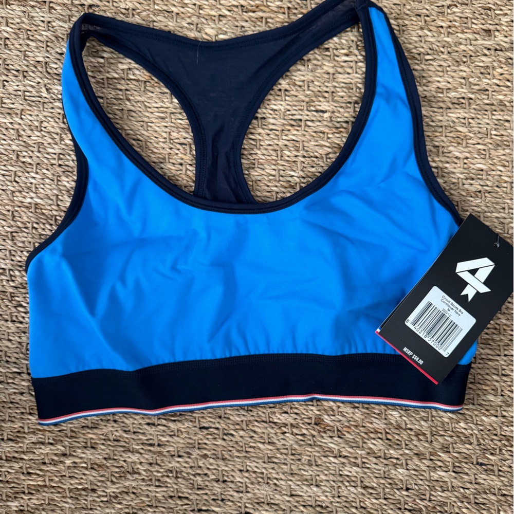 Women's Blue Sport Bra with Black Trim